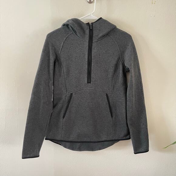 lululemon Fleece & Thank You Womens 6 Grey Black Pullover Athleisure Workout - Picture 1 of 10